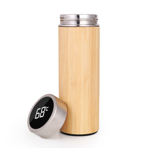 Tasse isolée à motif de bambou avec couvercle d'affichage de la température