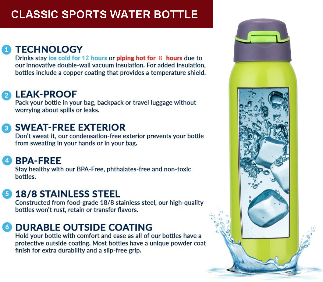 Bouteille d'eau de sport isol&eacute;e