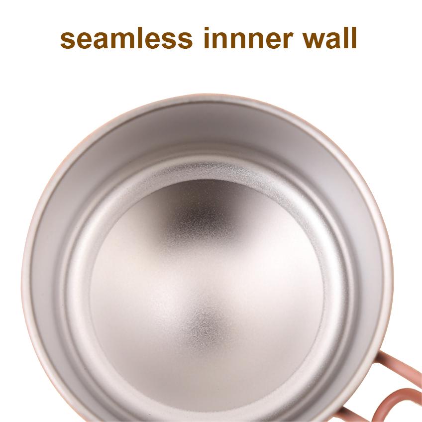 Tasse de camping de randonn&eacute;e ext&eacute;rieure en m&eacute;tal Strong Strong Strong avec poign&eacute;e