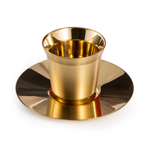 Miroir tasse de café en acier inoxydable et plat avec cuillère